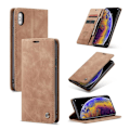 Miniatyrbillede 1 af 2: CASEME iPhone XS auto-absorberende læder flip cover - Khaki Beige