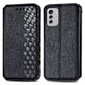 Miniatyrbillede 1 af 2: Læder Etui med A Stilfuldt Rhombus Tryk til Nokia G60 - Sort Black