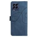Miniatyrbild 2 av 2: Texturerat läder Samsung Galaxy M53 5G fodral med handledsband - Blå Blå