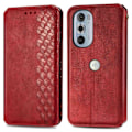 Pikkukuva 1 / 2: Nahkakotelo With A Stylish Rhombus Imprint For Motorola Edge 30 Pro - Punainen Red