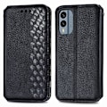 Pikkukuva 1 / 2: Nahkakotelo With A Stylish Rhombus Imprint For Nokia X30 - Musta Black