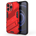 Miniatyrbillede 1 af 2: Drop Testet Kickstand Hybrid Hård Bumpresistent Back Blød Fleksibel Bumper Beskyttelsesetui iPhone 13 Pro 6,1 tommer - Rød Red
