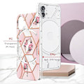 Miniatyrbillede 2 af 6: Marble Nothing Phone (1) Etui - Lyserøde Blomster Pink