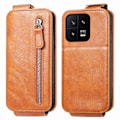 Pikkukuva 1 / 2: Vertical Flip Phone Suojakotelo With Zipper For Xiaomi 13 - Ruskea Brown
