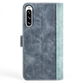 Miniatyrbild 2 av 2: Tvåfärgat Sony Xperia 10 V fodral i läder - Blå Blå