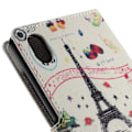 Pikkukuva 2 / 2: Moberg Sony Xperia M4 Aqua Nahkakotelo Korttitaskuilla - Eiffel Torni Ja Fruits Multicolor