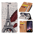 Miniatyrbillede 1 af 2: iPhone Xs Max flip case i mønstret læder - Eiffeltårnet Og Fjerpennen Multicolor