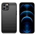 Miniatyrbillede 2 af 2: 1,8 mm fingeraftryksbestandigt bagcover af kulfiber med børstet struktur Fleksibelt cover iPhone 12 Pro Max 6,7 tommer - Sort Black