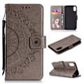 Miniatyrbillede 1 af 2: iPhone Xr flip cover i læder med Mandala-mønster - Grå Silver grey
