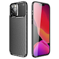 Miniatyrbillede 1 af 2: iPhone 14 Pro 6,1 tommer kulfibertekstur Minimalistisk telefon cover Blød fleksibel faldbeskyttelsesetui - Sort Black