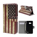 Miniatyrbillede 1 af 2: Moberg Microsoft Lumia 550 Læder Etui - Retro Amerikansk Flag Multicolor