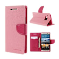 Miniatyrbild 1 av 2: Mercury HTC One M9 Läder Flip Fodral med Korthållare - Rosa Rosa