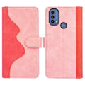 Miniatyrbillede 1 af 2: To Farvet Læder Flip Case til Motorola Moto E30 / E40 / E20 - Lyserød Pink