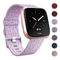 Miniatyrbild 1 av 2: Fitbit Versa klockarmband i nylon canvas - Ljuslila Lila