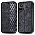 Miniatyrbillede 1 af 2: Læder Etui med A Stilfuldt Rhombus Tryk til Motorola Edge 30 Ultra / X30 Pro - Sort Black