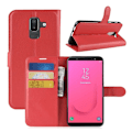 Pikkukuva 1 / 2: Samsung Galaxy J8 (2018) Liitsihedelmän Jyväinen PU Nahkainen Lompakko Suoja Kuori - Punainen Multicolor