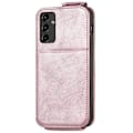 Miniatyrbillede 2 af 2: Vertical Flip Phone Etui med Zipper til Samsung Galaxy A14 - Rødguld Pink