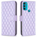 Miniatyrbillede 1 af 2: Rhombus Mønster Matte Flip Case til Motorola Moto G71 5G - Lilla Purple