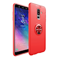 Miniatyrbillede 2 af 2: Samsung Galaxy A6 Plus (2018) mobiletui i kombimaterialer med stativ og magnetisk bagplade - Rød Red