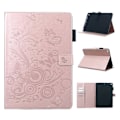 Miniatyrbild 1 av 2: iPad 10.2 (2019) flipfodral i läder med fjärilsavtryck - Roséguld Rosa