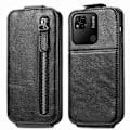 Pikkukuva 1 / 6: Vertical Flip Phone Suojakotelo With Zipper For Xiaomi Redmi 10A - Musta Black