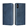 Miniatyrbillede 1 af 2: iPhone XS auto-absorberende flip etui i læder - Blå Blue
