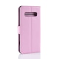 Miniatyrbillede 2 af 2: Samsung Galaxy S10 litchi skin læder flip etui - Lyserød Pink