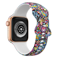 Miniatyrbillede 1 af 2: Apple Watch (45 mm) silikoneurrem i designstil - Farverige Vandmænd Multicolor