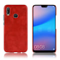 Miniatyrbillede 1 af 2: Huawei P20 Lite beskyttelsesetui i kunstlæder med Litchi overfalde - Rød Red