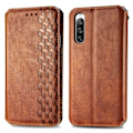Pikkukuva 1 / 6: Nahkakotelo With A Stylish Rhombus Imprint For Sony Xperia 10 IV - Ruskea Brown