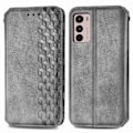 Miniatyrbillede 1 af 6: Læder Etui med A Stilfuldt Rhombus Tryk til Motorola Moto G42 - Grå Silver grey