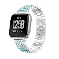 Miniatyrbild 1 av 2: Fitbit versa urlänk träningsklocka rostfritt stål strasstenar - Silver blå multifärg