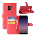 Miniatyrbillede 1 af 2: Samsung Galaxy A8 (2018) litchi skin PU læder flip etui - Rød Red