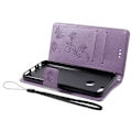 Miniatyrbillede 2 af 2: Huawei Honor 9 Lite stemplet sommerfugl blomster PU læder flip etui - Lyselilla Purple