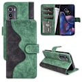 Miniatyrbillede 2 af 2: To Farvet Læder Flip Case til Motorola Moto Edge 2022 - Grøn Green