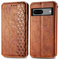Pikkukuva 1 / 2: Nahkakotelo With A Stylish Rhombus Imprint For Google Pixel 7 - Ruskea Brown