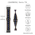 Miniatyrbillede 2 af 2: Elastisk nylon-urrem med cool mønster til Garmin-ur - Sort Black
