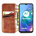 Pikkukuva 2 / 2: Nahkakotelo With A Stylish Rhombus Imprint For Motorola Moto G30 - Ruskea Brown