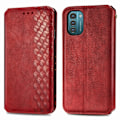 Miniatyrbillede 1 af 2: Læder Etui med A Stilfuldt Rhombus Tryk til Nokia G21 / G11 - Rød Red
