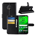 Miniatyrbillede 1 af 2: Motorola Moto G6 Plus mobiletui i lædermateriale med smuk Litchi overfalde samt stativ og lomme til penge - Sort Black
