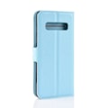 Miniatyrbillede 2 af 2: Samsung Galaxy S10 Plus litchi skin læder flip etui - Babyblå Blue