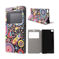 Miniatyrbillede 1 af 2: Moberg View Huawei Ascend P8 Læder Flip Etui - Mønsteret Blomster Multicolor