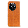 Pikkukuva 2 / 2: Lompakko-style Aitoa Nahkaa Läppäkotelo For OnePlus 11 - Ruskea Brown
