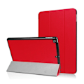 Pikkukuva 1 / 2: iPad (2017) (9.7") Kolmesti Taittuva Nahkakotelo Standillä - Punainen Red