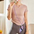 Miniatyrbillede 3 af 5: Slim og Holdbart Blødtcover med Snor til Samsung Galaxy A14 - Hc004 Purple Begonia Purple