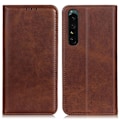 Miniatyrbild 1 av 2: Äkta läder Sony Xperia 1 IV fodral - Brun Brun