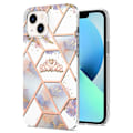 Pikkukuva 1 / 2: Marble Patterned Suojakuori With Ring Holder For iPhone 14 Plus - Kruunu Multicolor