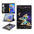 Miniatyrbillede 1 af 2: Samsung Galaxy Tab A 10.5 beskyttelsesetui i kunstlæder med mønster - Guld sommerfugl Multicolor