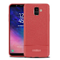 Miniatyrbillede 1 af 2: Samsung Galaxy A6 etui med børstet litchi-tekstur - Rød Red