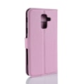 Miniatyrbild 2 av 2: Samsung Galaxy A6 Plus (2018) mobilfodral PU läder skyddande korthållare sedelförvaring stående läge - Rosa Rosa